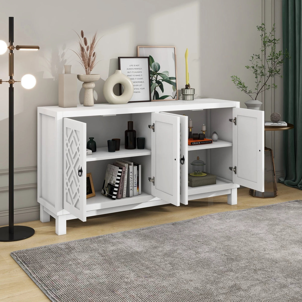 4 Door Black Buffet Cabinet T83057