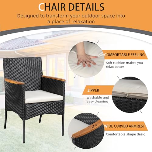 4-Piece Outdoor Wicker Patio Furniture Set with Cushions Y5053