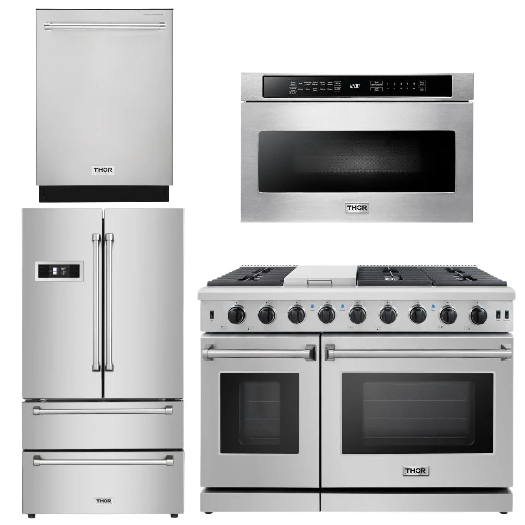48 Propane Gas Range, Dishwasher, Refrigerator, Microwave S33722