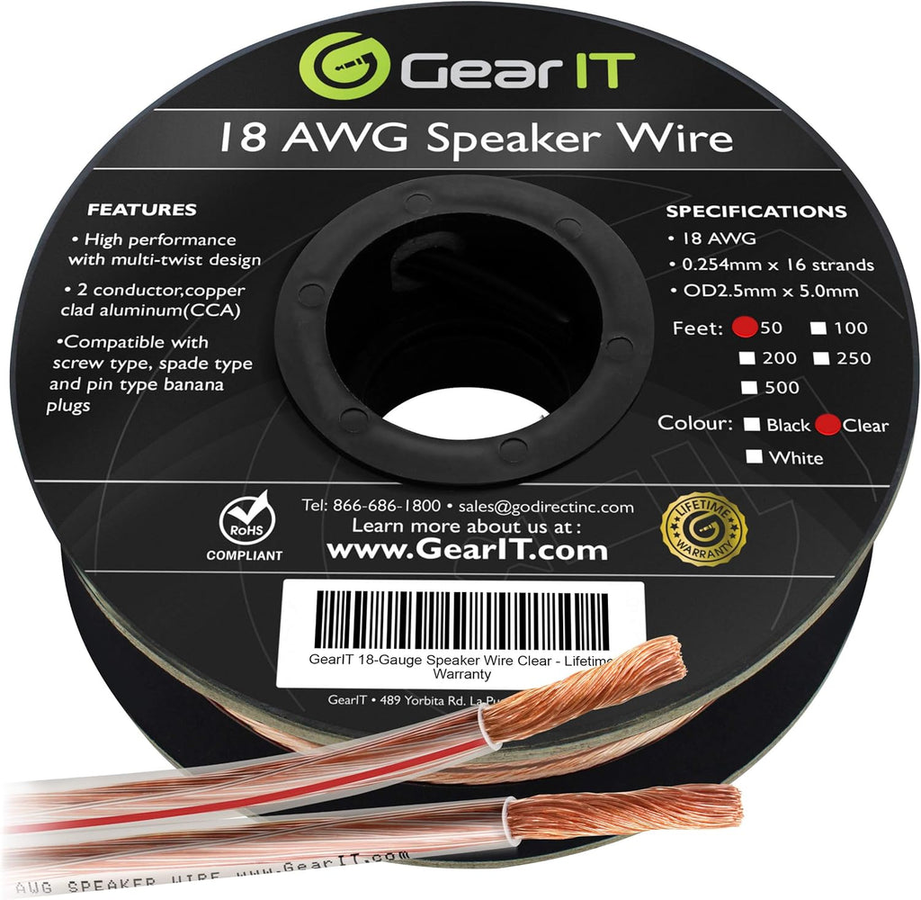 18AWG Speaker Wire Cable 100 Feet Black Pack of 2 Q4050