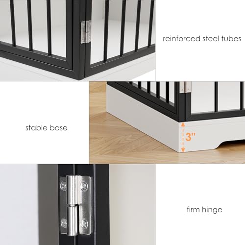 White Wooden Dog Crate with Double Doors and 2 Drawers V709