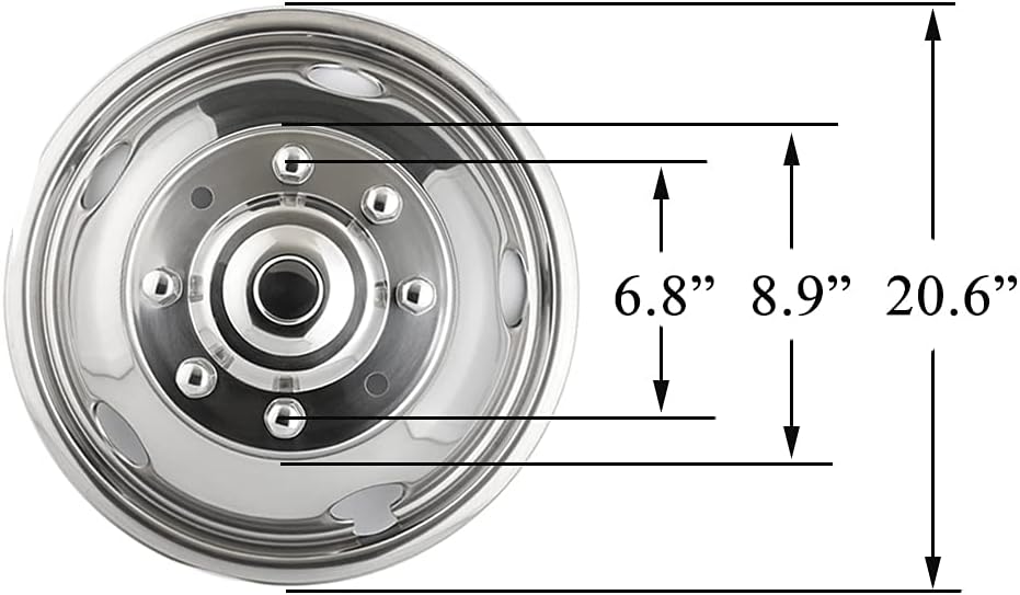 4pc 19.5inch Polished Stainless Steel Dually Wheel Simulators F148792