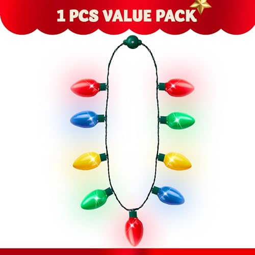 6 Packs Christmas LED Light Up Bulb Necklaces G729109