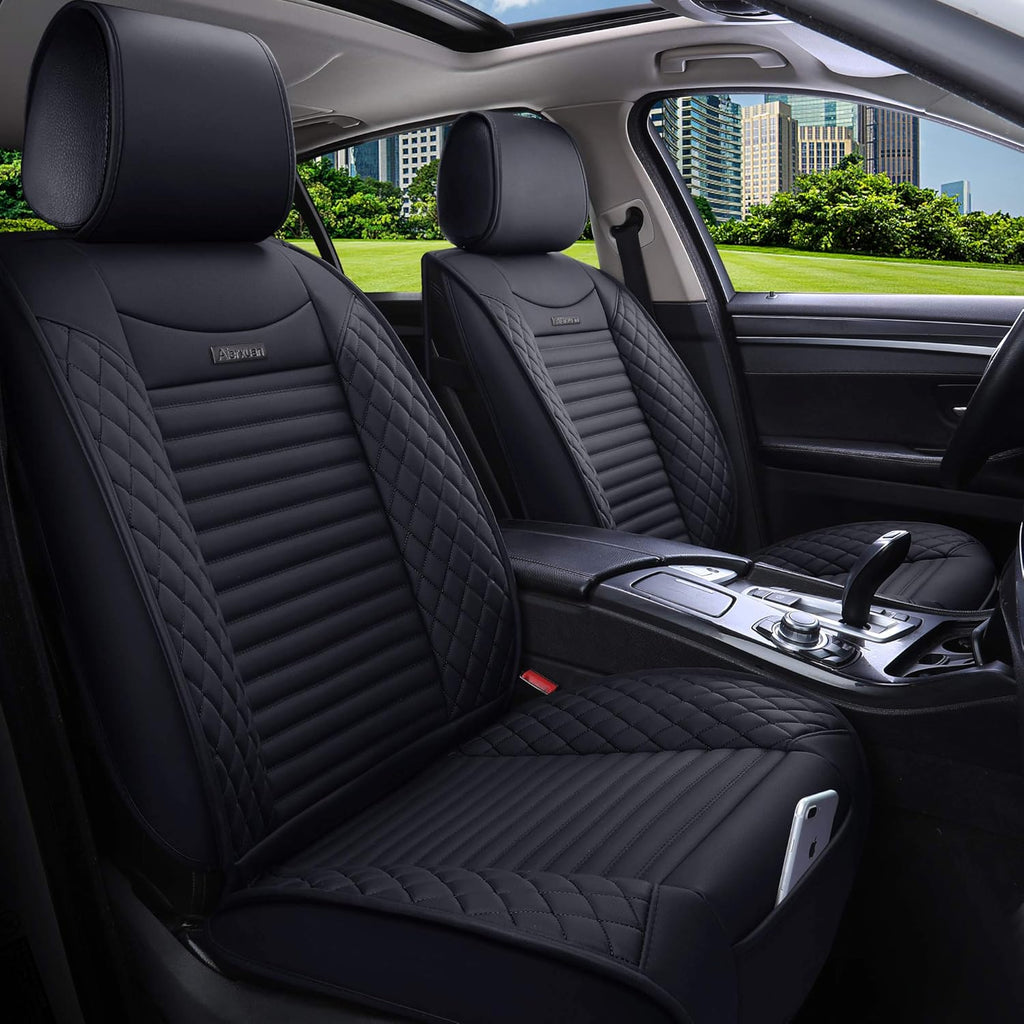 5 Car Seat Covers Full Set Waterproof Leather Universal Fit Black-Red U84129