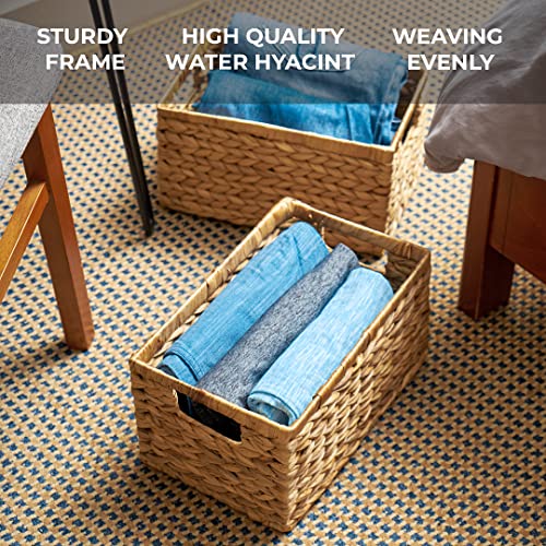 Set of 6 Natural Water Hyacinth Woven Storage Baskets with Built-in Handles R984452