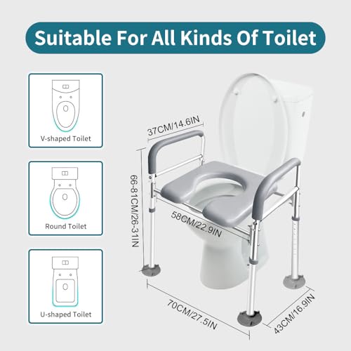 Elongated Raised Toilet Seat with Handles M9727
