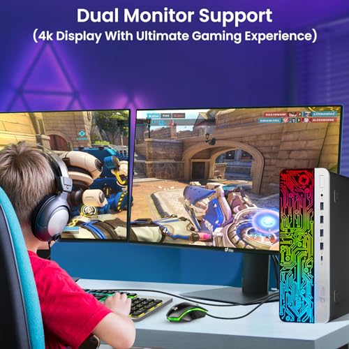 RGB Gaming Desktop PC Bundle - Intel Core i5 6th Gen, 16GB DDR4 Ram, 1TB SSD, NVIDIA GeForce GTX 1050 Ti 4GB, 24-inch Monitor, Windows 11 Pro (Renewed) T252038