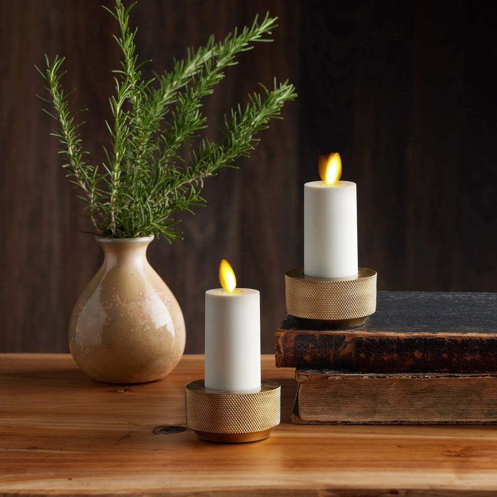 Realistic Artificial Moving Flame Votive Candle - Set of 2 - Ivory - 1.5" x 4" F9427