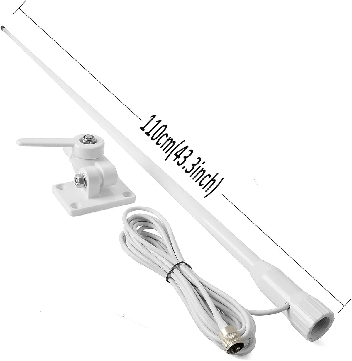 VHF Marine Antenna Waterproof 3DBI 43.3inch Fiberglass N731