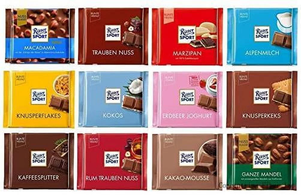 Assorted Chocolates Variety Pack, 100G - Bundle Of 12 Full Size Bars N3171