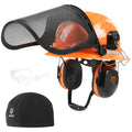 Chainsaw Helmet Full Brim Arborist Helmet Forestry Safety Hard Hat Kit With Face Shield Hearing Protection Ear Muffs Liner 5 IN 1 E445665