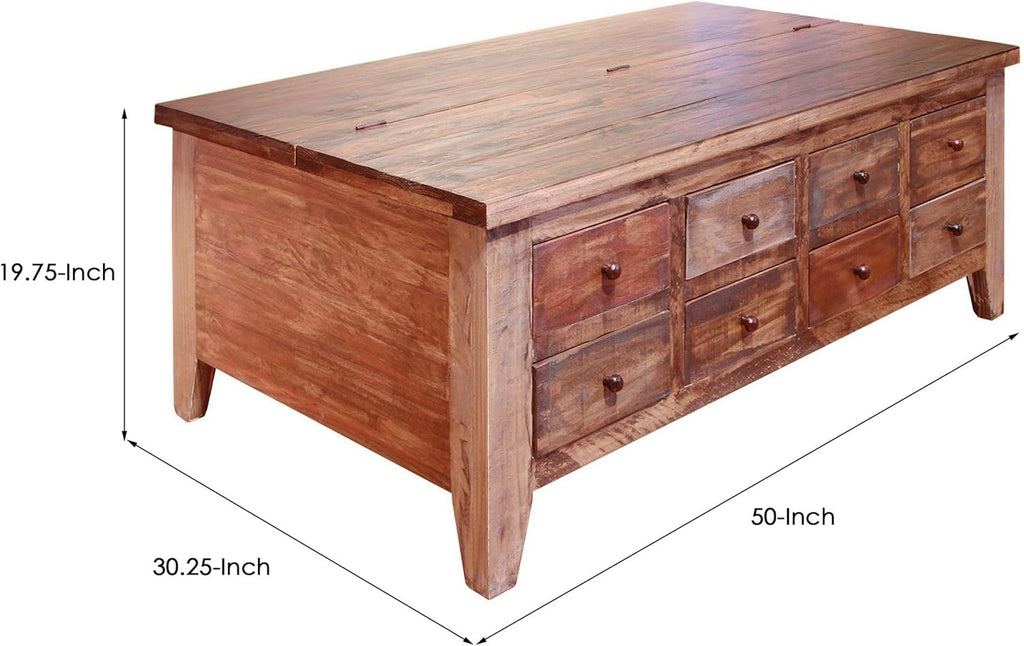 50 Inch 8 Drawer Lift Top Coffee Table O489