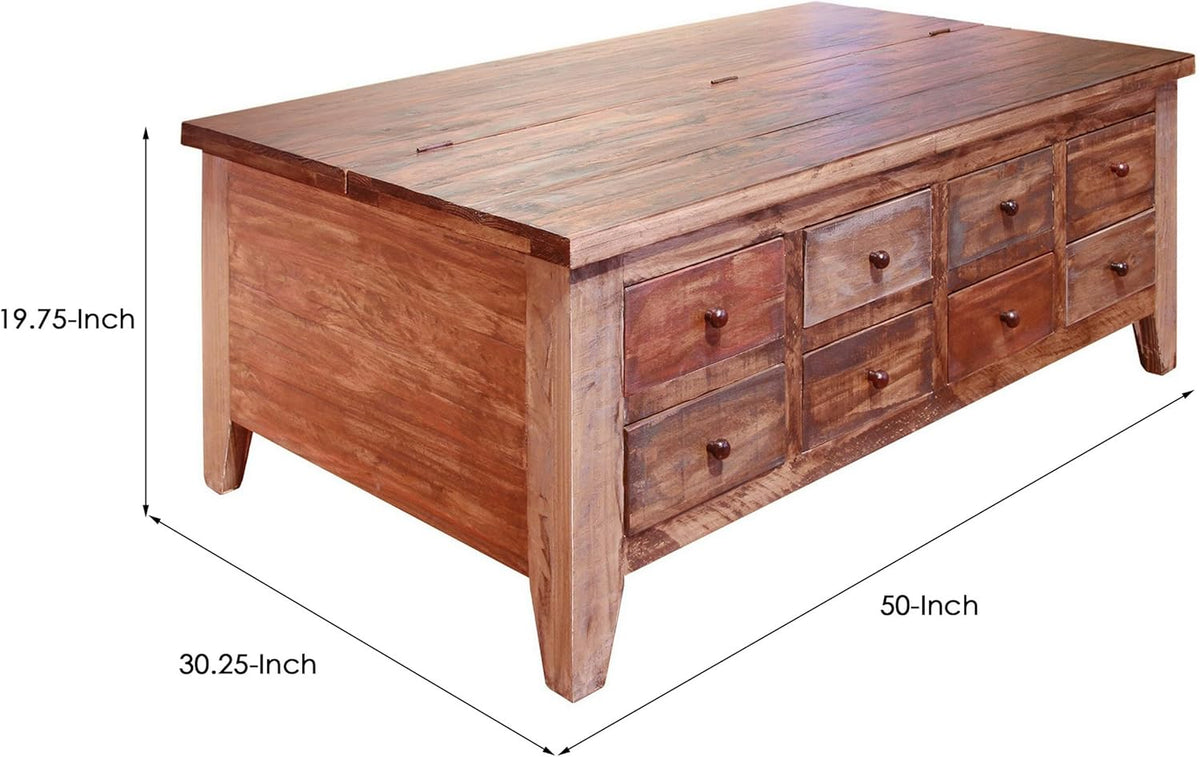 50 Inch 8 Drawer Lift Top Coffee Table O489