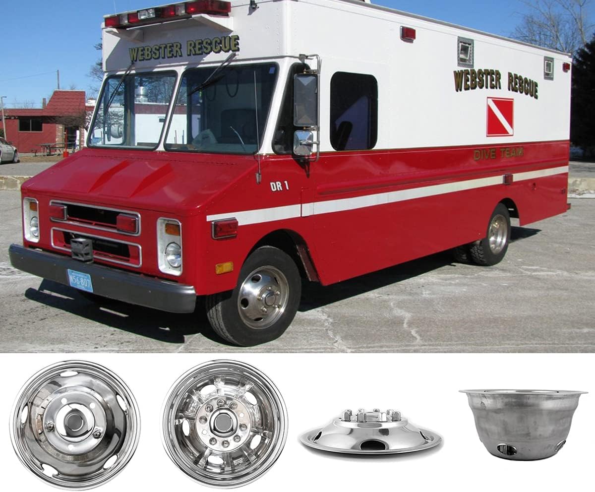 4pc 19.5inch Polished Stainless Steel Dually Wheel Simulators F148792