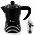 3 Cup Aluminum Stovetop Espresso Maker Moka Pot (Black) L4561