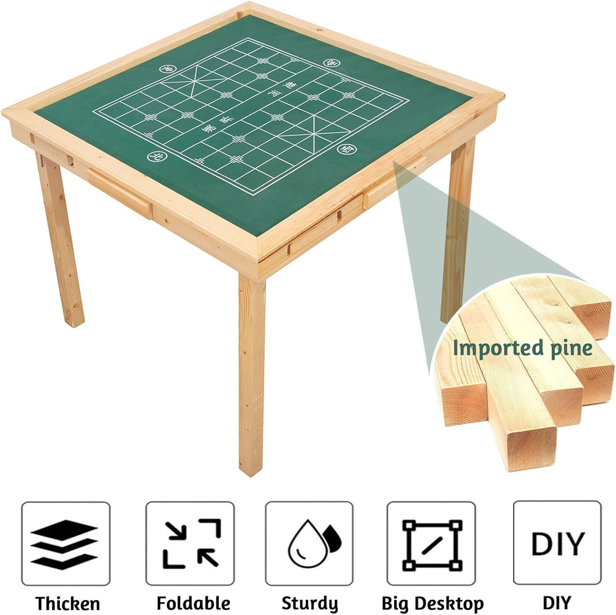 Folding Card Table with Plush Top and 4 Drawer X404037