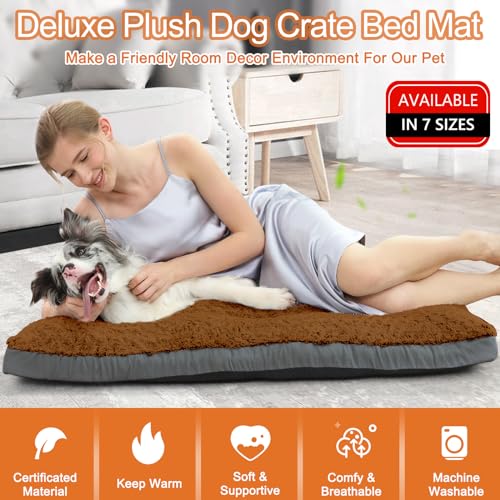 Grey Washable Plush Dog Bed, 35"x23" F4266