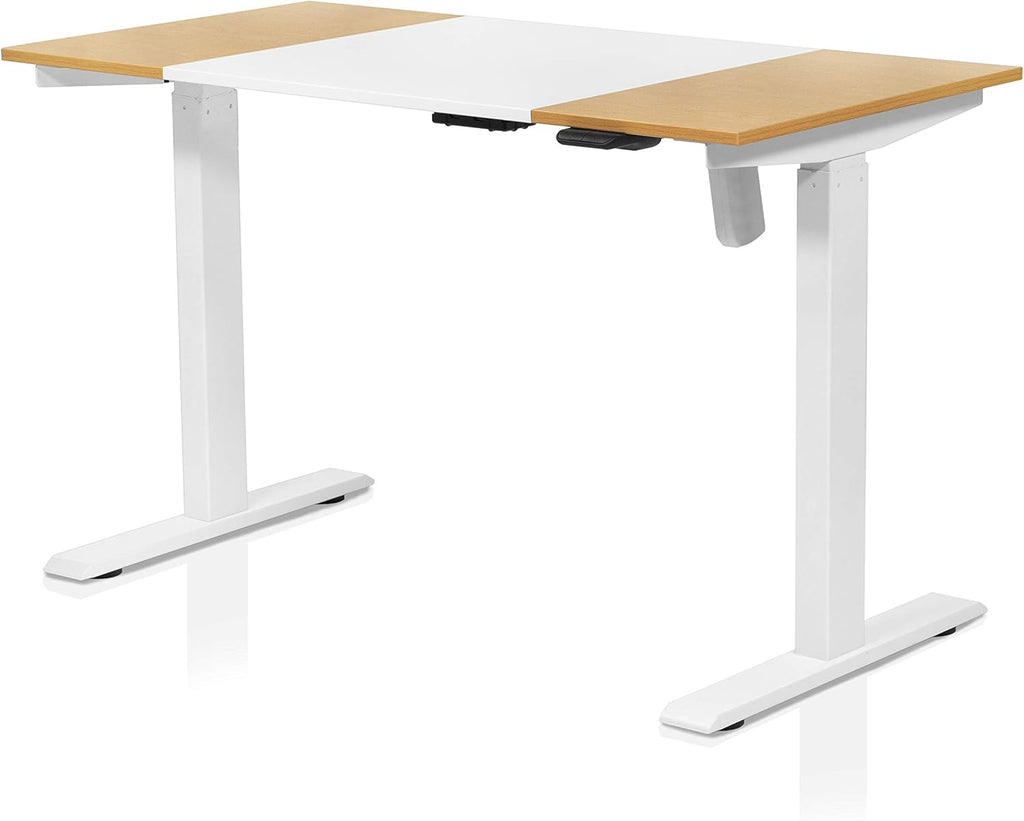 Height Adjustable Electric Office Desk, Black and Walnut R183