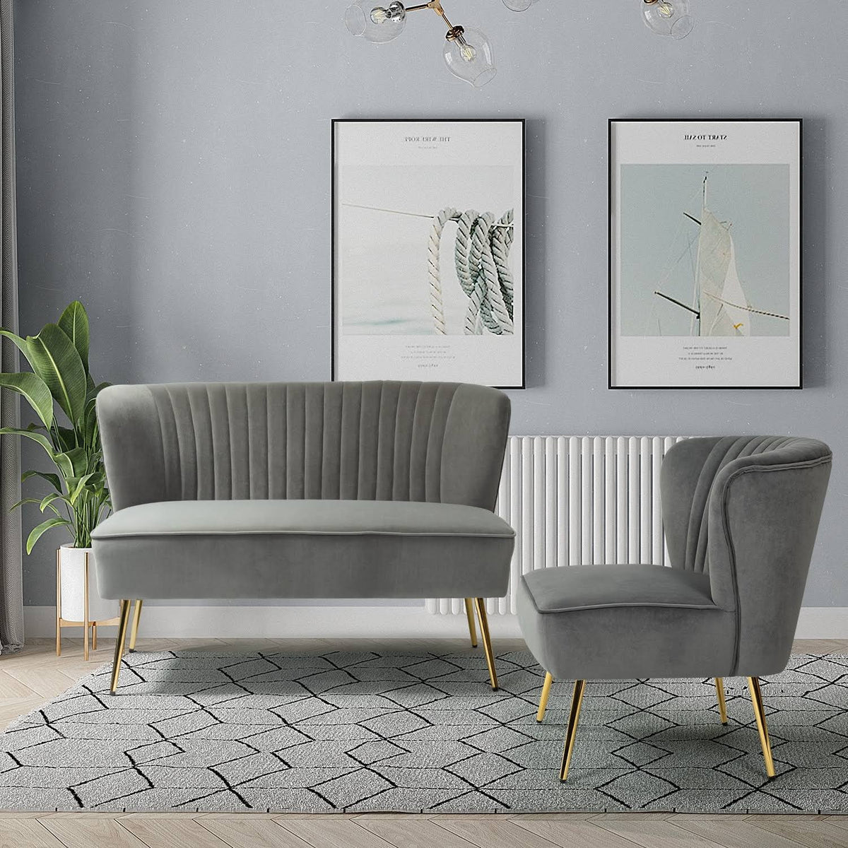 Grey Upholstered Loveseat Q373454