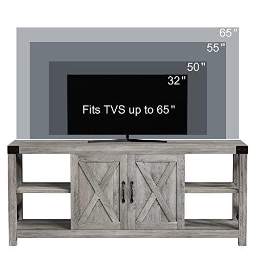 60 Inch TV Stand with Storage and Adjustable Shelves (Grey) R9696