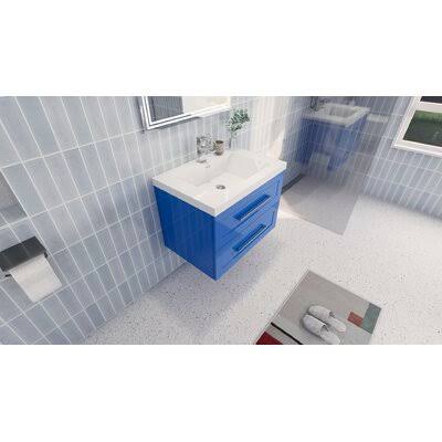 Light Blue Wall-Mounted Single Bathroom Vanity Set L79970