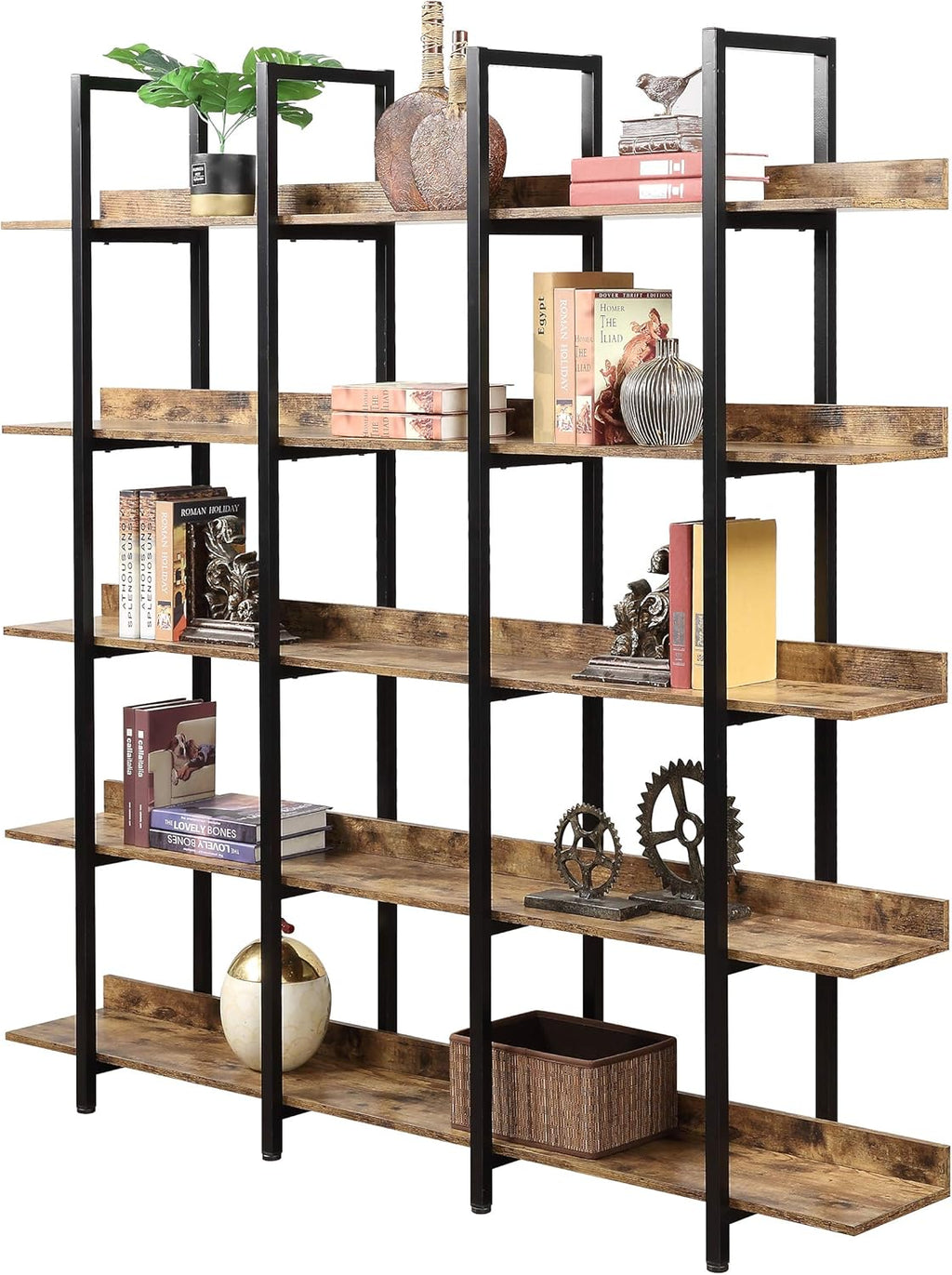 5 Tier Open Bookshelf with Metal Frame R28619