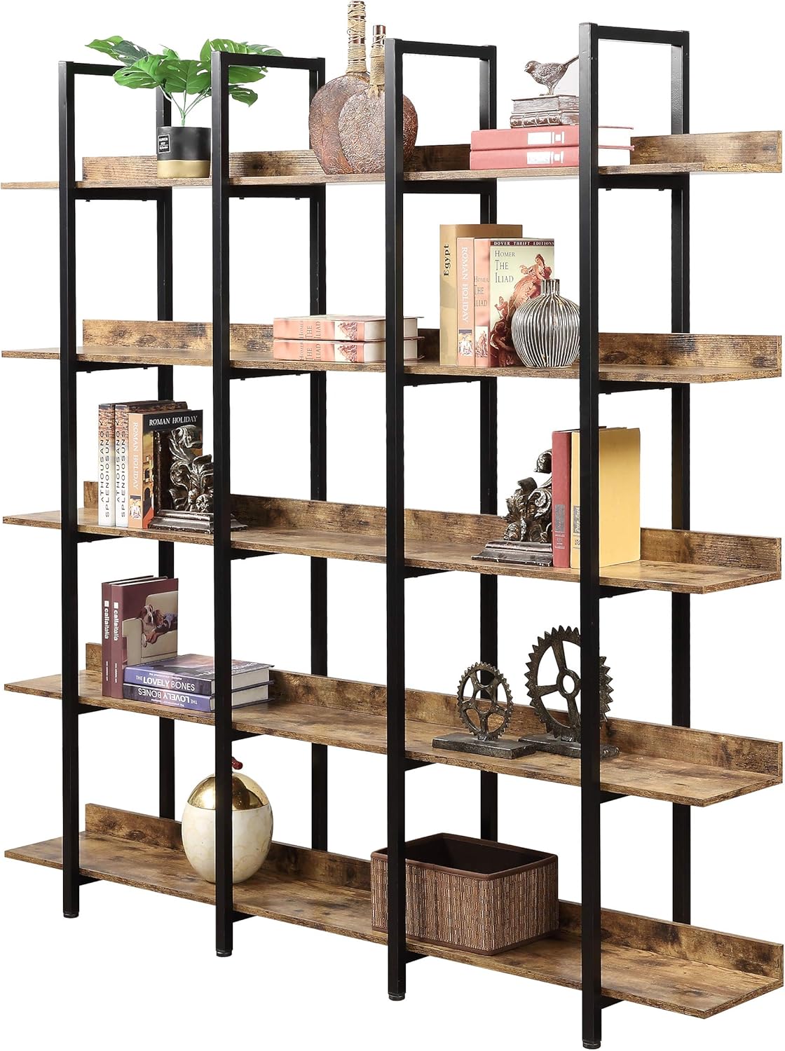 5 Tier Open Bookshelf with Metal Frame R28619