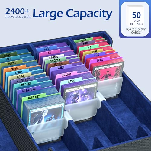 4-Row Trading Card Storage Box with 50 Sleeves & 24 Dividers O416805