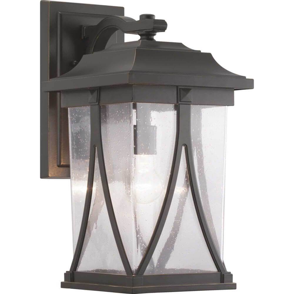 20 inch Antique Bronze Wall Lantern with Clear Seeded Glass A9315