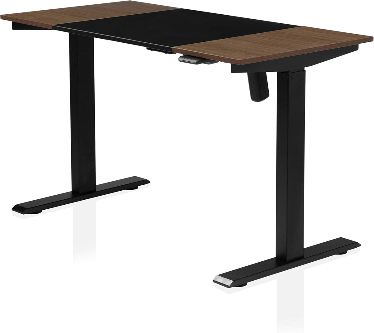 Height Adjustable Electric Office Desk, Black and Walnut R183