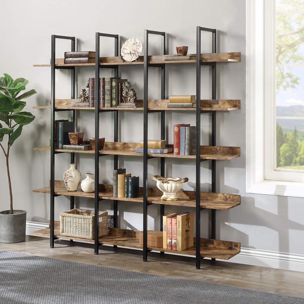 5 Tier Open Bookshelf with Metal Frame R28619