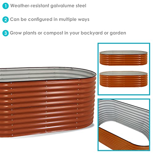 Brown 79-Inch Oval Stackable Steel Raised Garden Bed with Rubber Edge Trim U960