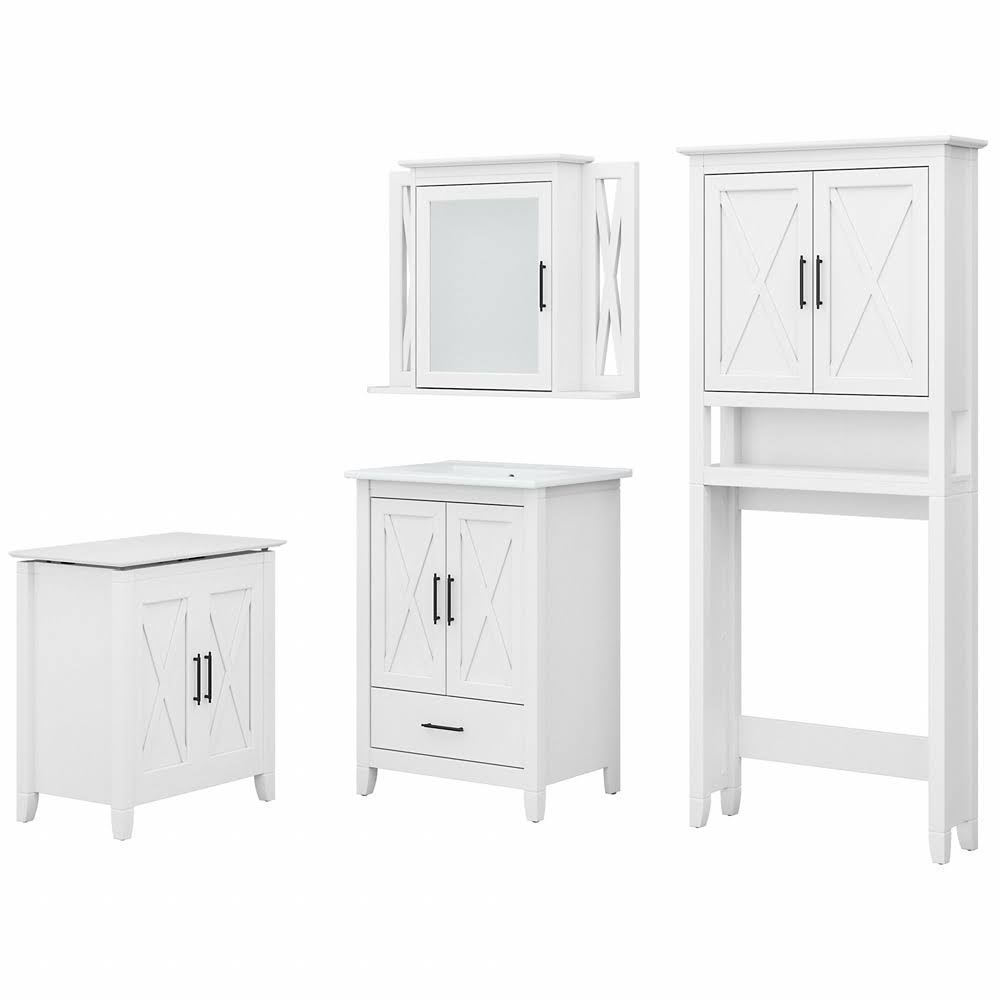 24W Bathroom Vanity Set with Storage in White Ash Engineered Wood S73493