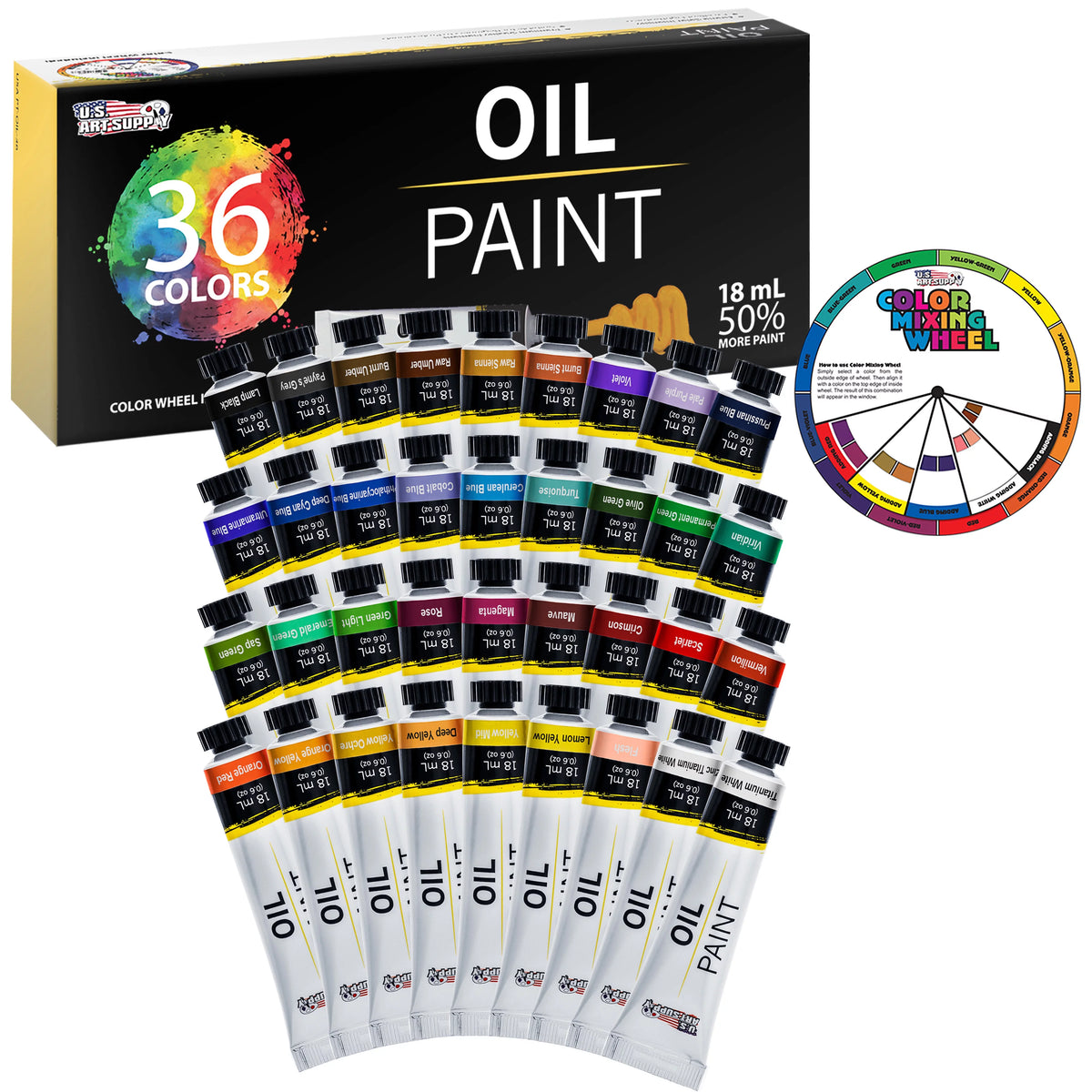36 Color Set of Art Oil Paint in Large 18ml Tubes G24786