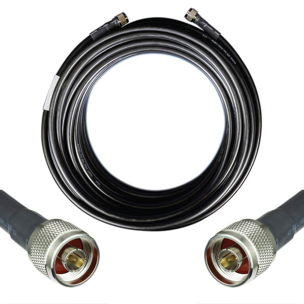 50-ohm N-Male to N-Male Black Coax Cable 60ft G856