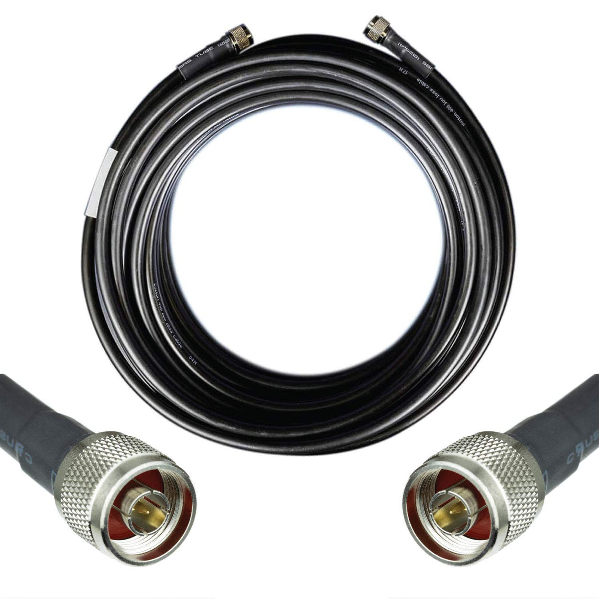 50-ohm N-Male to N-Male Black Coax Cable 60ft G856