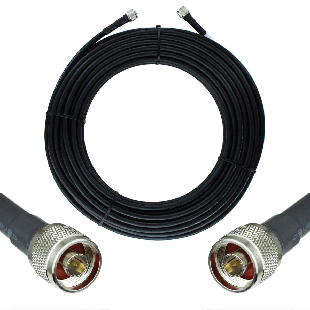 50-ohm N-Male to N-Male Black Coax Cable 60ft G856