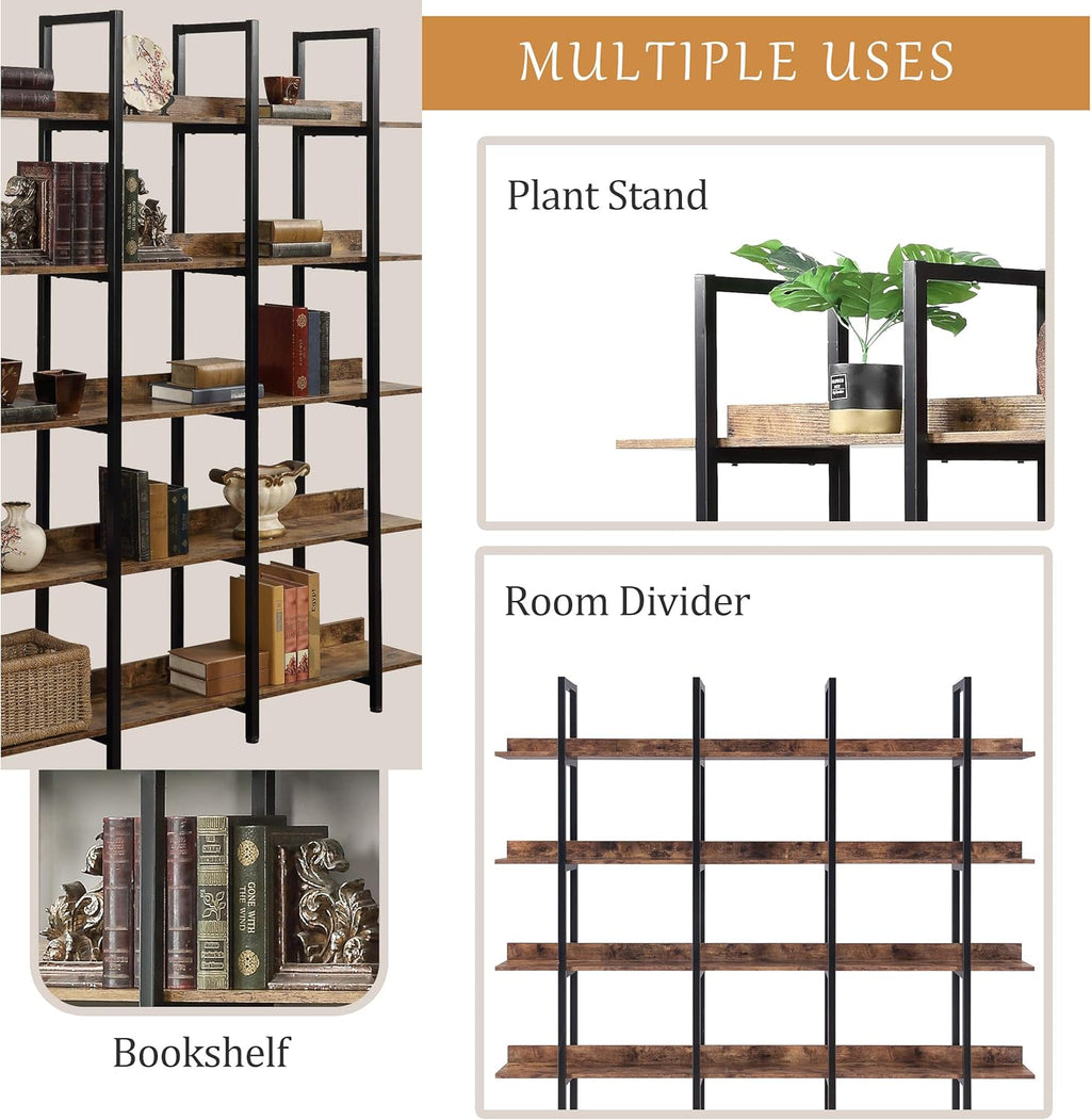5 Tier Open Bookshelf with Metal Frame R28619