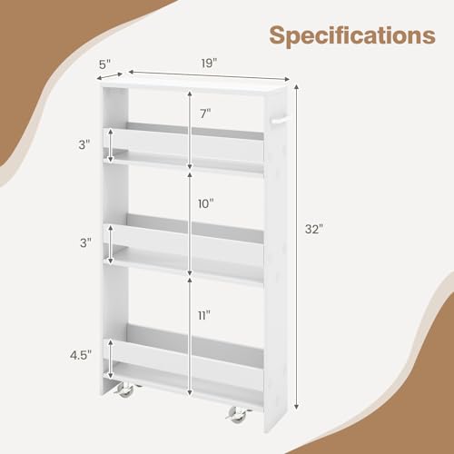 White 4-Tier Rolling Storage Cart T8592