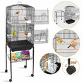 Black Wrought Iron Bird Cage with Rolling Stand Y550408
