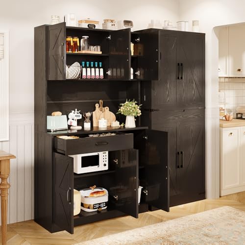 72" Tall Storage Cabinet with Adjustable Shelves & Steel Frame, Dark Grey E5283