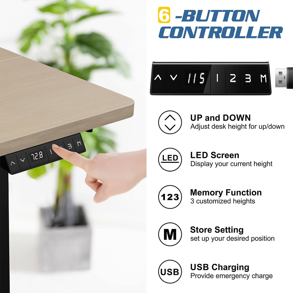 Black 48 x 24 Height Adjustable Electric Standing Desk O1743