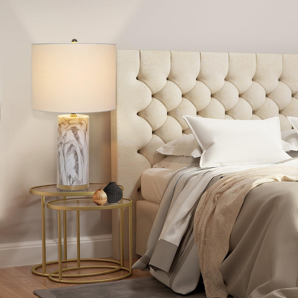 Modern Marble Table Lamp with Polished Nickel Accents W1644