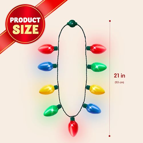 6 Packs Christmas LED Light Up Bulb Necklaces G729109