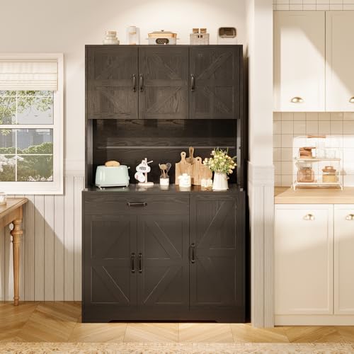 72" Tall Storage Cabinet with Adjustable Shelves & Steel Frame, Dark Grey E5283