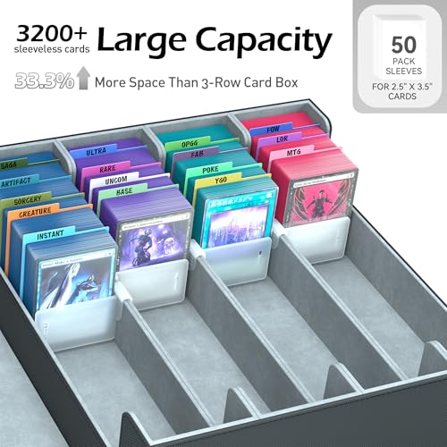 4-Row Trading Card Storage Box with 50 Sleeves & 24 Dividers O416805