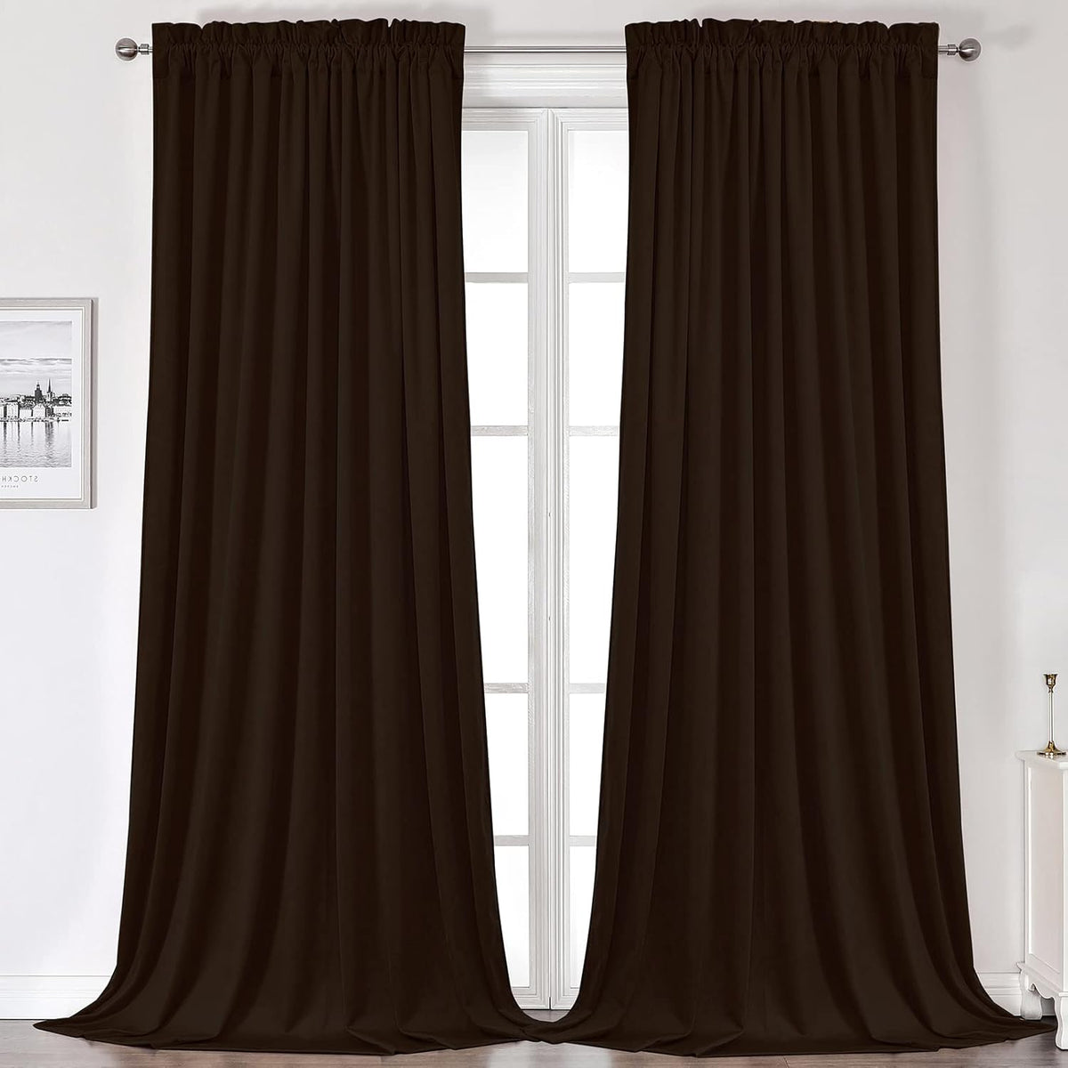 Camel Velvet Room Darkening Curtains, 2 Panels H832362