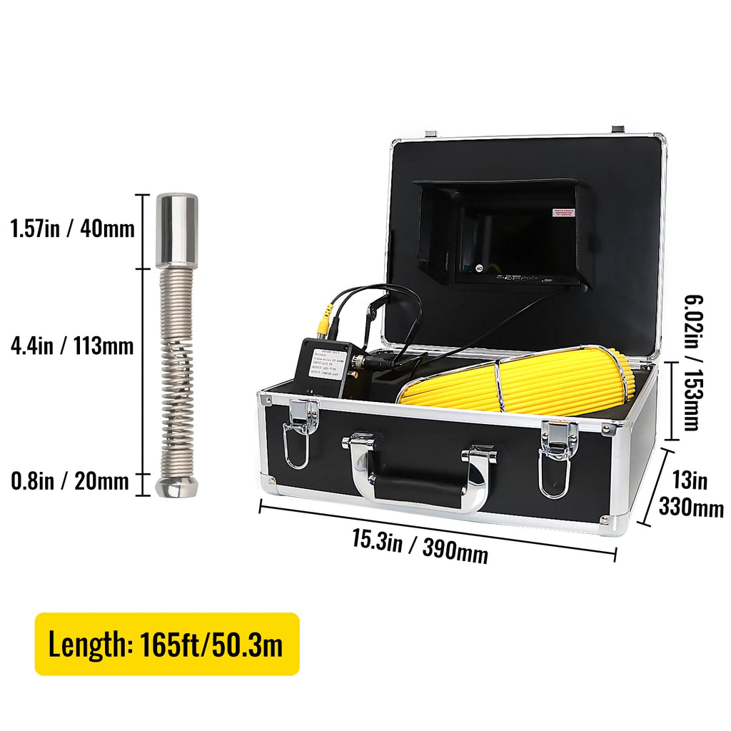 165' Cable Waterproof IP68 Sewer Camera with 512Hz Sonde Transmitter & Receiver H560447