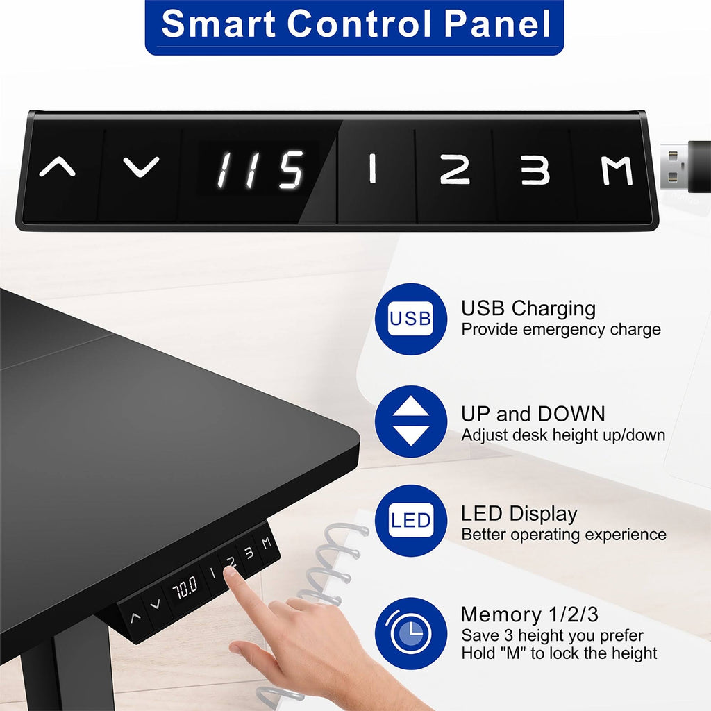 Black 48 x 24 Height Adjustable Electric Standing Desk O1743