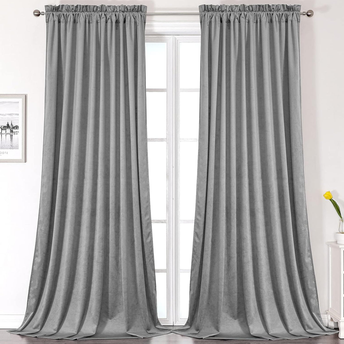 Camel Velvet Room Darkening Curtains, 2 Panels H832362